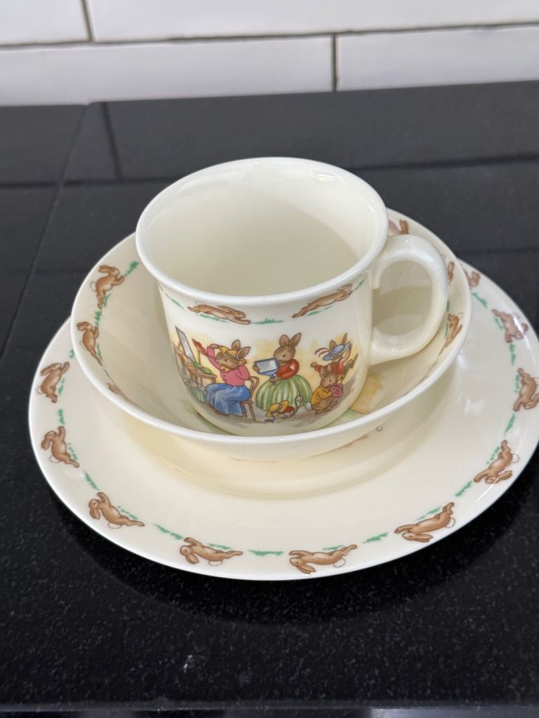 image for Vintage Royal Dalton 3 piece kids plate, dish & cup. 