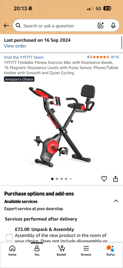 YYFITT Foldable Exercise Bike with Resistance Bands - New