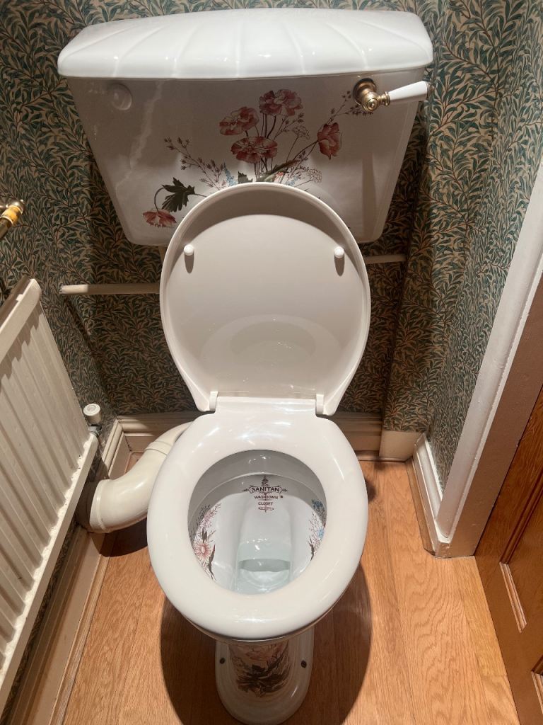 Santitan Floral Ceramic Bathroom Basin and Toilet – Good Condition