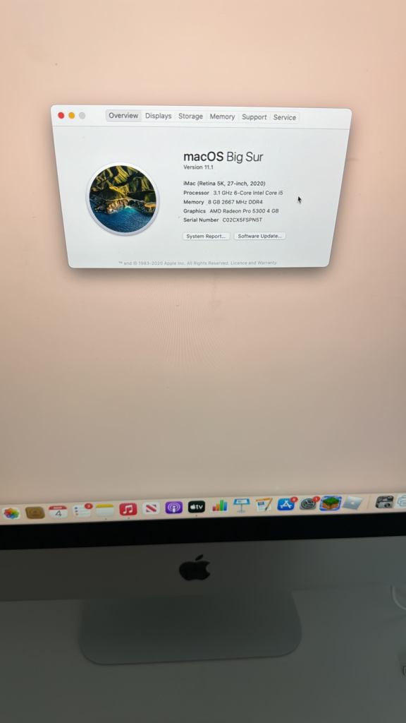 iMac 27/3.1GHz 6C/8GB/256GB/RP5300/WLMKB i5(2020)