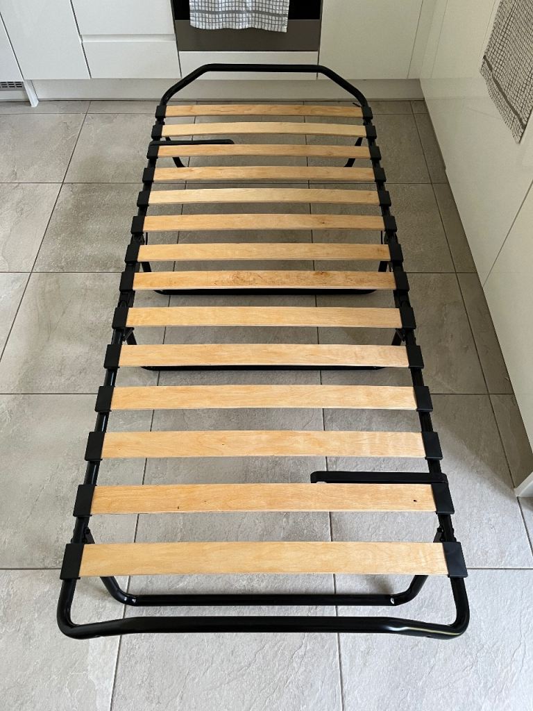 Single Folding Bed Frame with Wooden Slats – Good Condition
