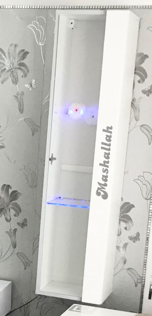 Twin led wall cabinet storage shelves