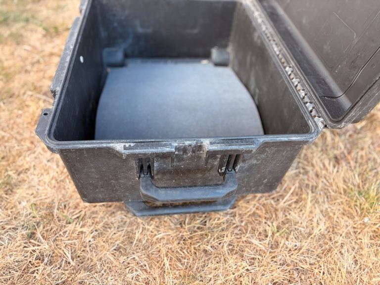 Hard Plastic Case with Wheels – Good Condition