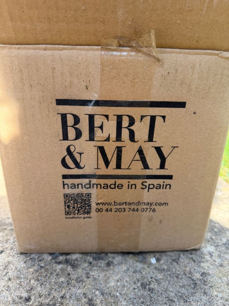 Brand new Bert & May cement tiles, blue and white geometric pattern