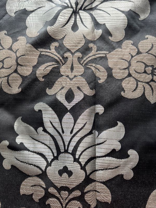 Black and Silver Damask Curtains with Eyelets