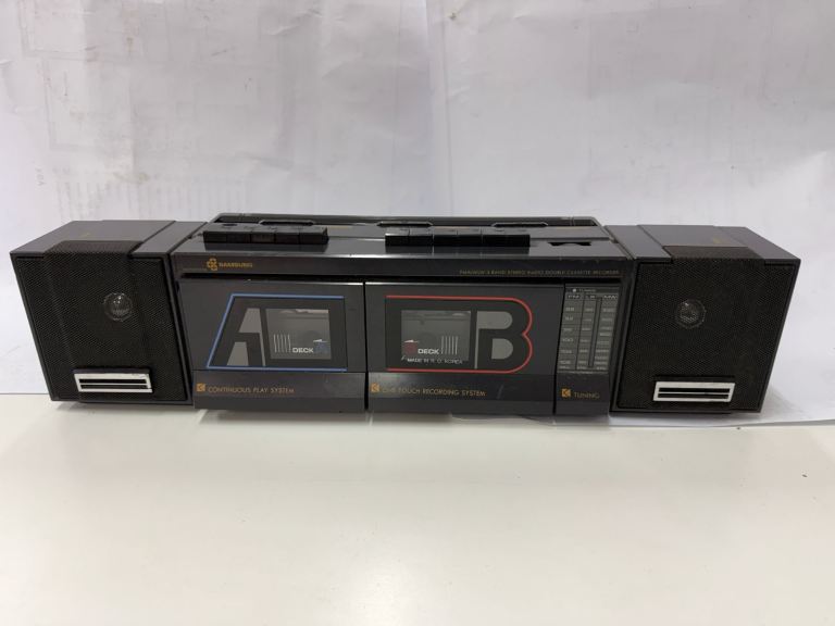 vintage Samsung W-48L double cassette recorder packaged in its original box Tested working 