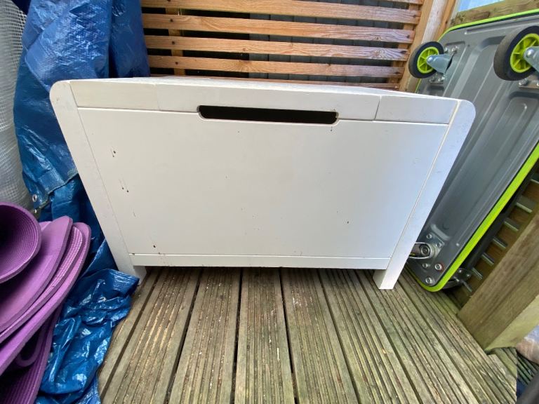 Large Solid White Wooden Toy Storage Chest Trunk Box