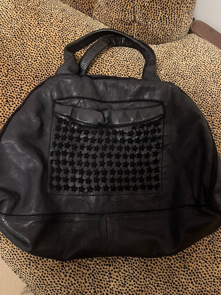 Large black Italian leather bag