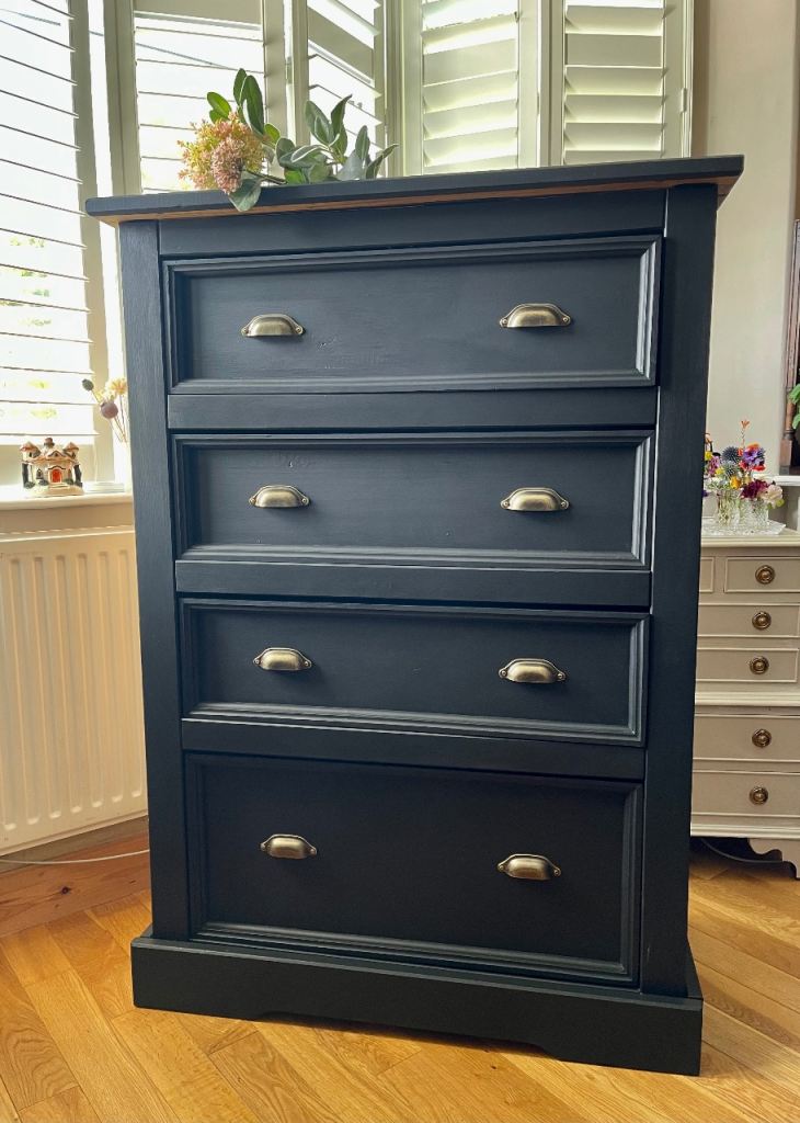 Large Black Chest of Drawers Newly Up-cycled.