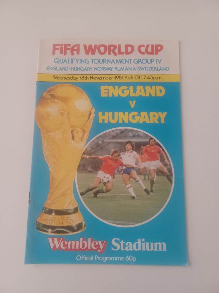 FIFA World Cup 1981 England v Hungary Wembley Programme