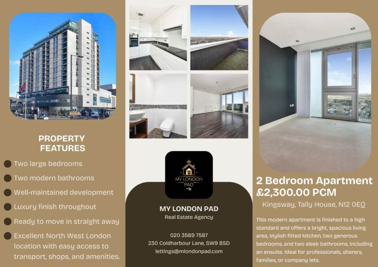 ✨ Luxury 2-Bed, 2-Bath Apartment – Concierge & Underground Parking Company Lets Welcome! N12 0EQ ✨