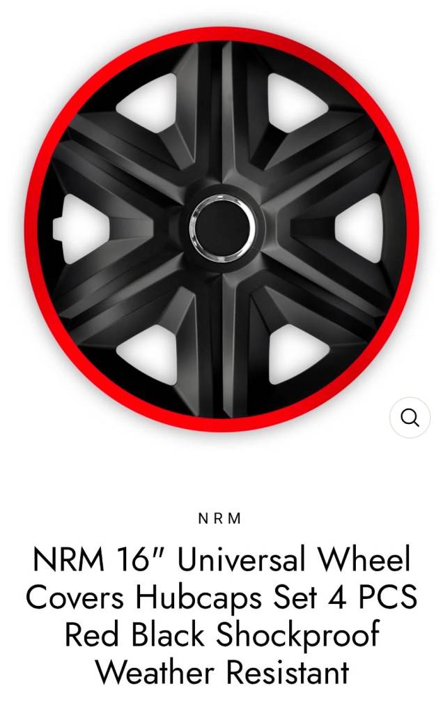Brand New 16" Wheel trims - black with red line