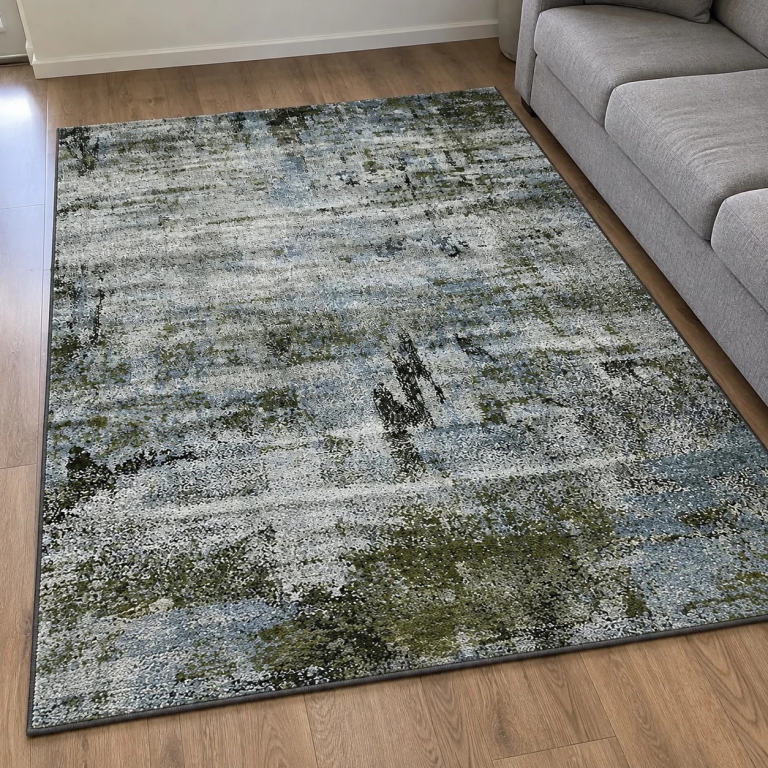 Living Room Rug Soft Carpet 120x170cm – Moss Green Multi