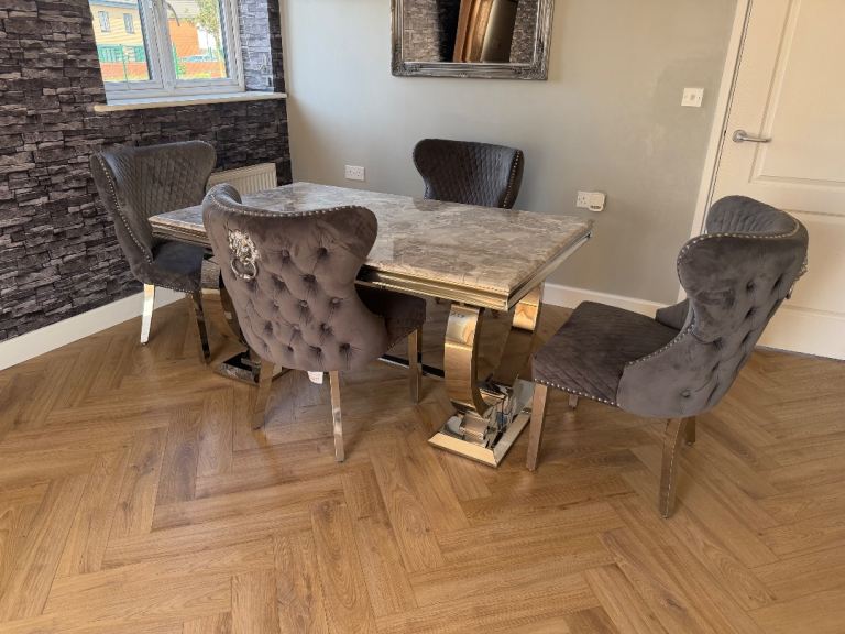 Marble dining table and chairs 4x seats
