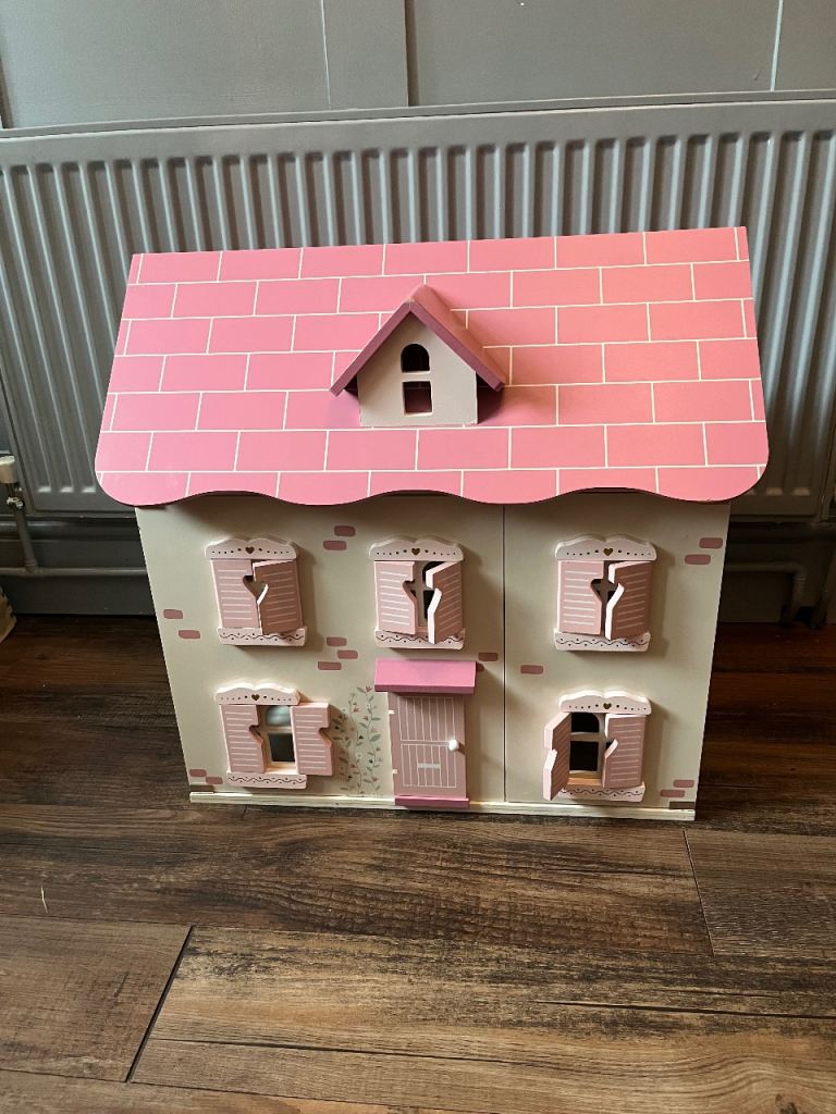 Wooden Doll's House with Furniture – Good Condition