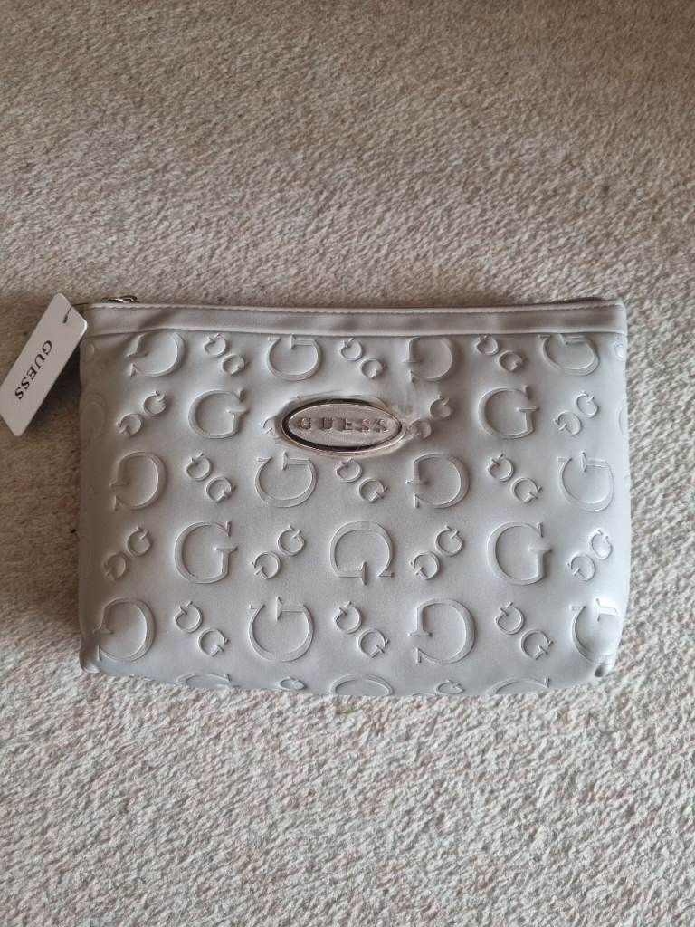 New Guess Grey Monogram Clutch Bag