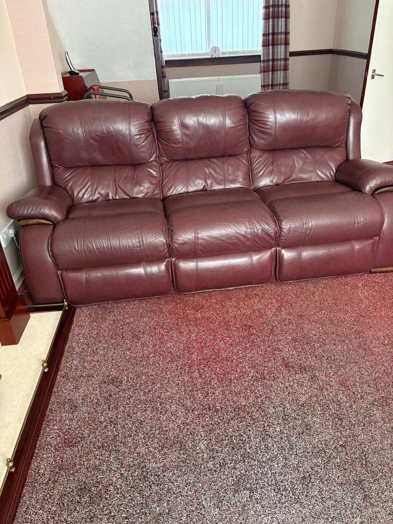 Good Condition Burgundy 2-Seater Leather Sofa - FREE to a Good Home