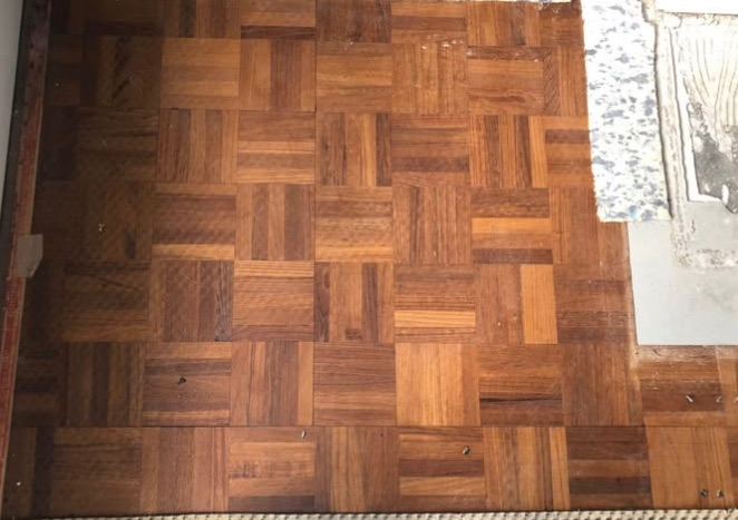 Reclaimed parquet wood flooring