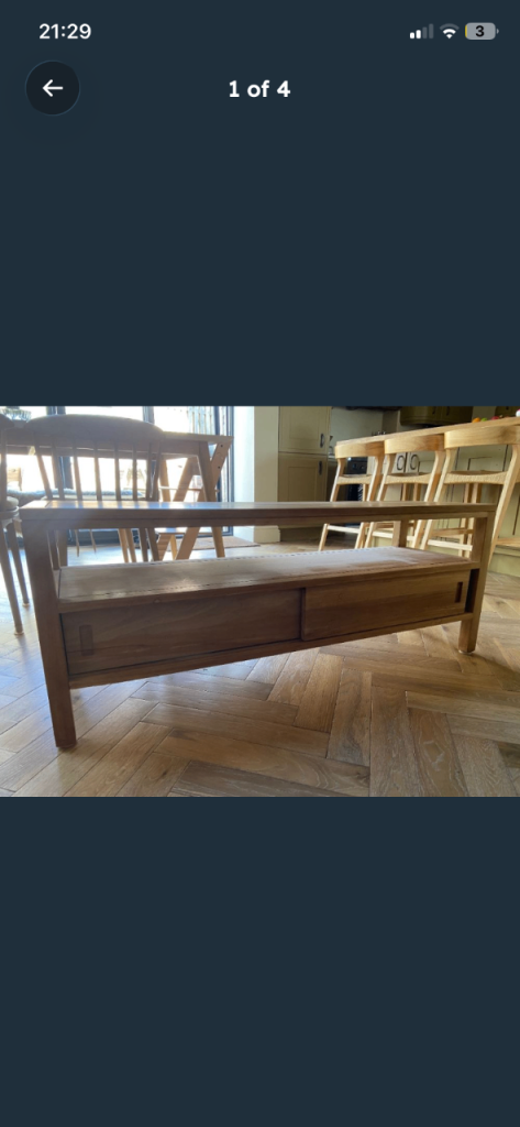 Solid Wood TV stand with Storage – Good Condition