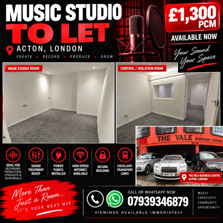 Music - Recording Studios To Rent, Acton, West London W3