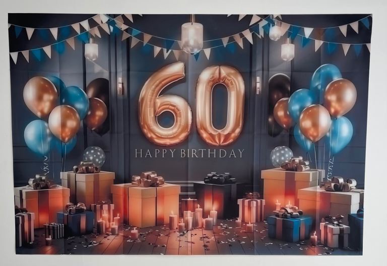 60 TH BIRTHDAY BANNERS X 3 LARGE & 60TH NUMBER CANDLES