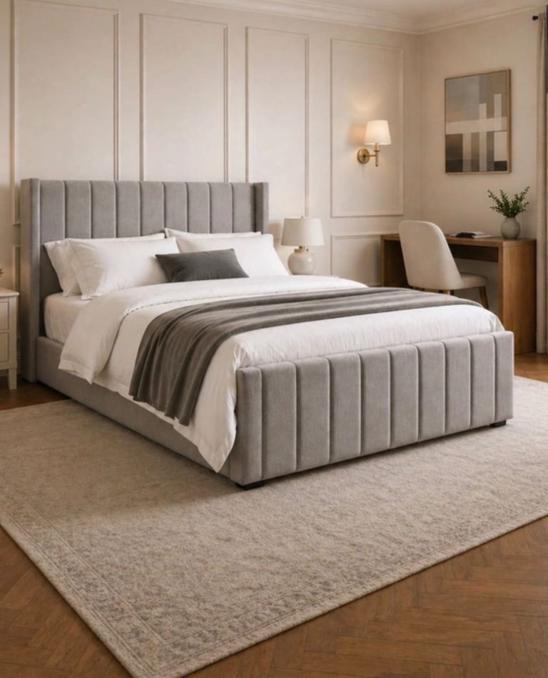 King ottoman bed grey with mattress brand new 