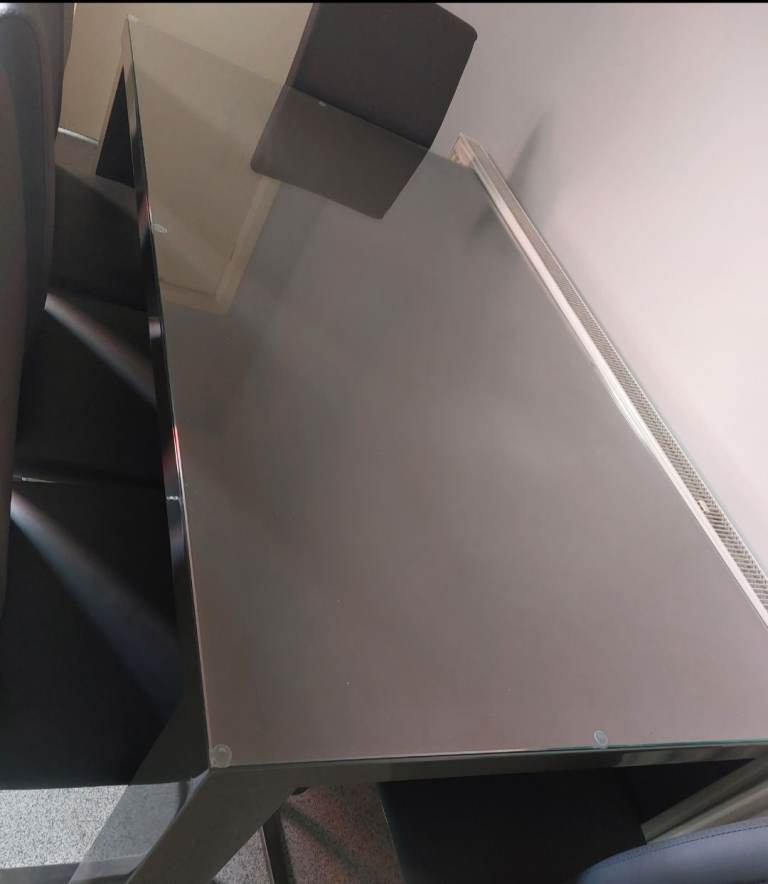High gloss grey 160cm dining table