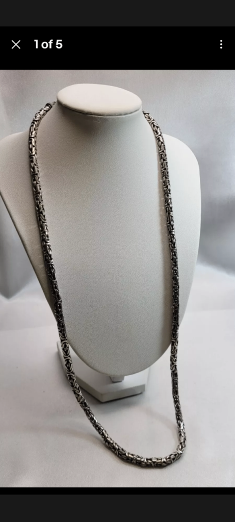 image for Nice Heavy .925 Sterling Silver Byzantine Chain Necklace 25" Long. weighs 73.0 grams