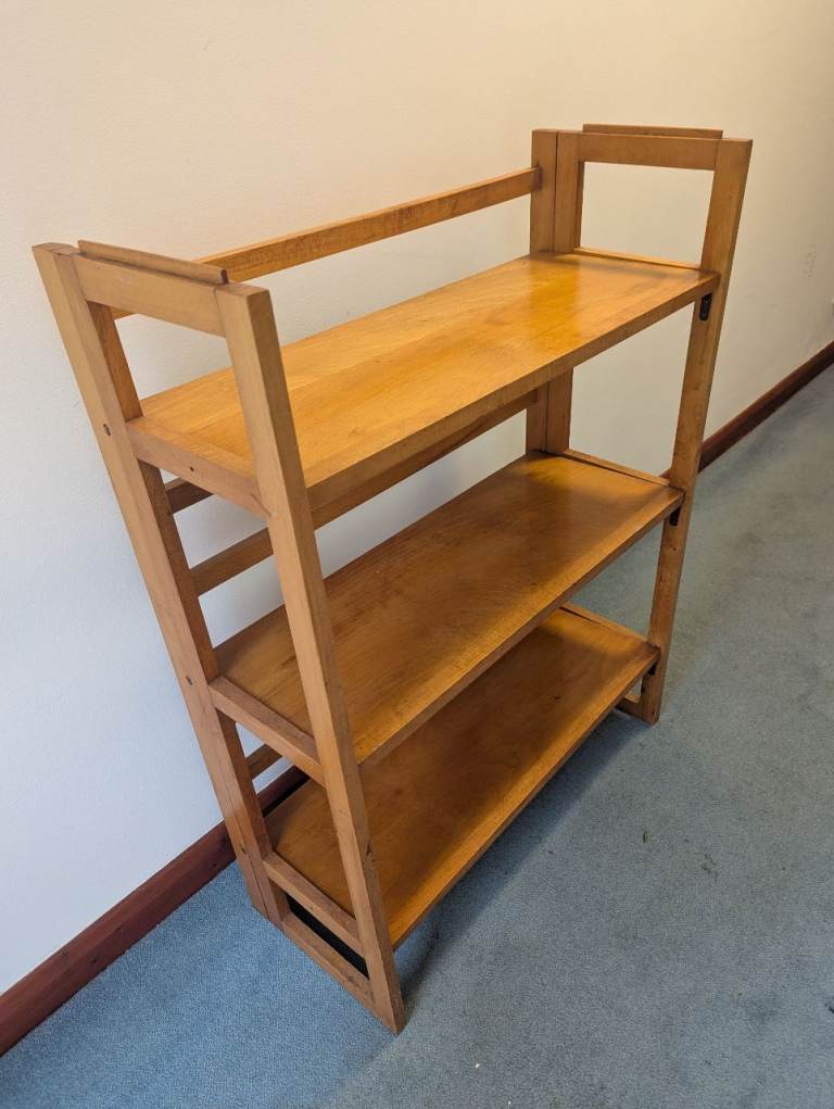 three-tier wooden folding shelf unit/bookcase