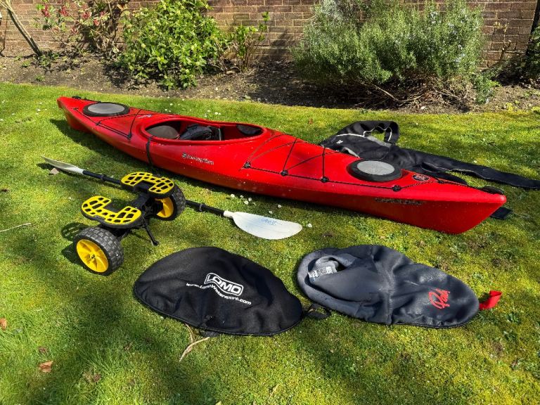 Perception Kayaks "Carolina 12" touring Kayak, with trolley, spray deck, cover, paddle  + extras