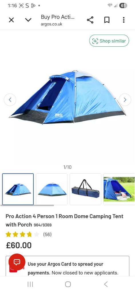Pro action 4 man tent