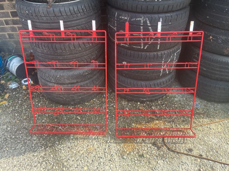 Pair of vintage Ferodo brake pad display racks