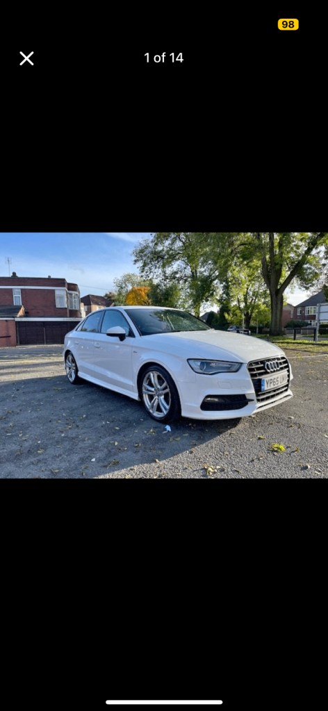 Audi, A3, Saloon, 2015 65 reg 1.6 TDi S LINE in brilliant white cheapest one around 