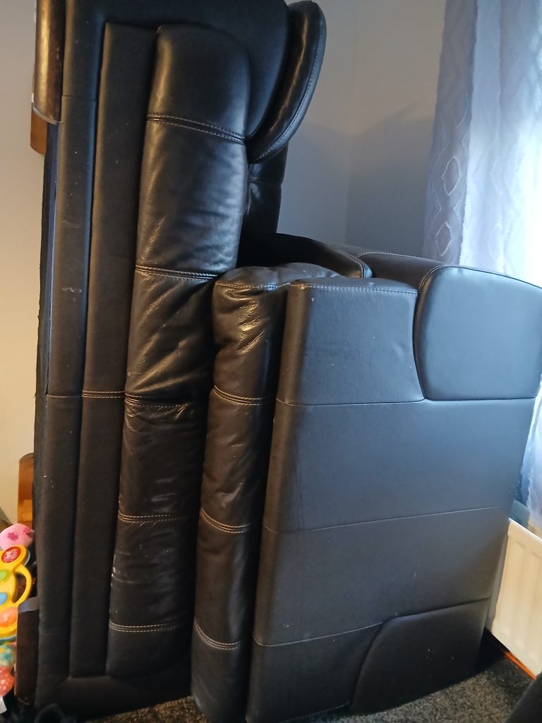 2 seater + chair brown leather