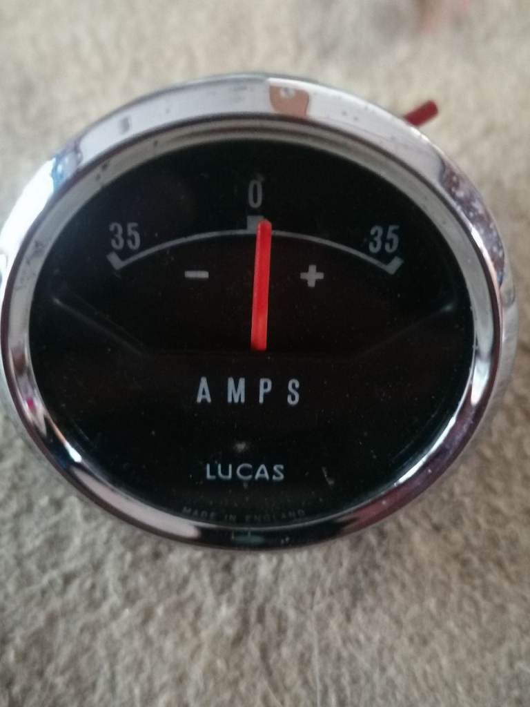 Vintage Lucas 35 Amp Ammeter Gauge
