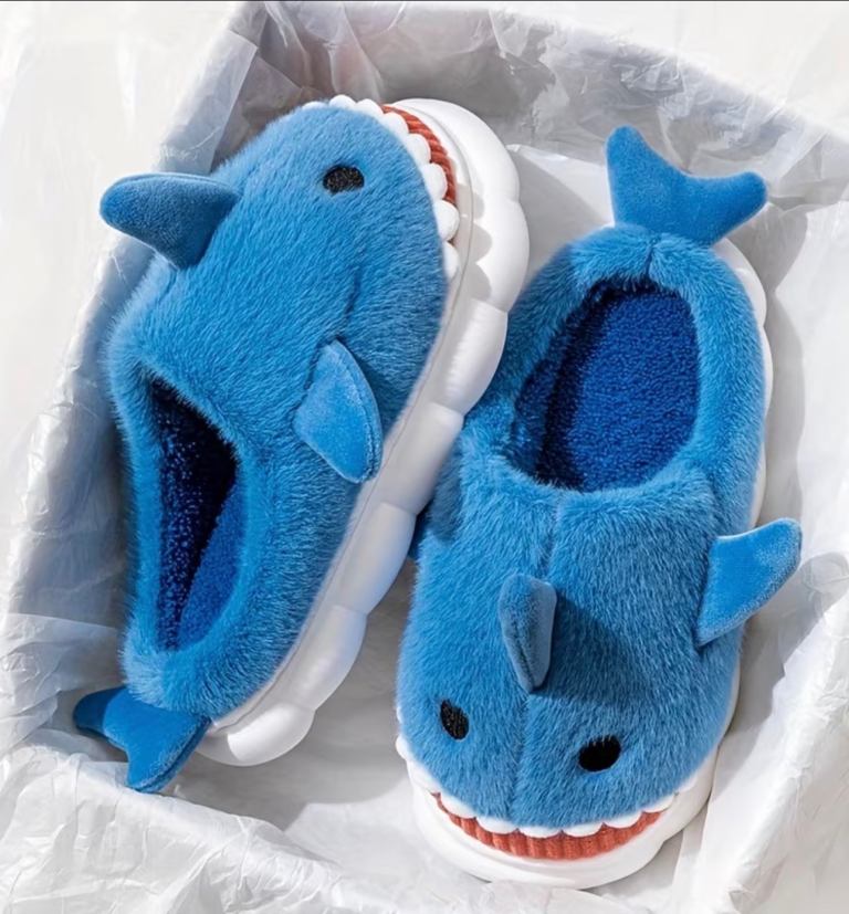 New Kids Shark Slippers – Blue, Soft & Cosy
