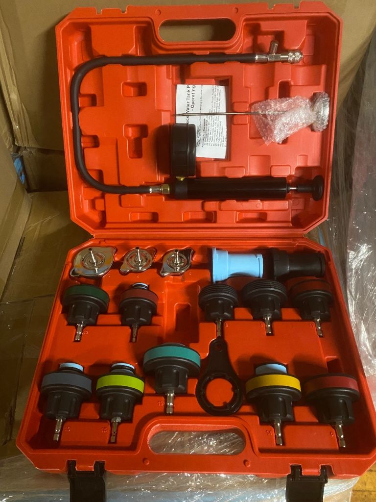 18PCS Radiator Pressure Leakage Tester Tool Kit, Automotive Cooling System Water Tank
