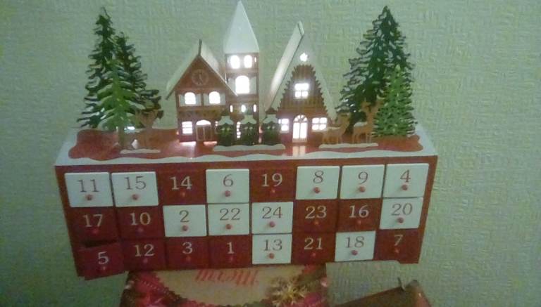 Wooden Light-Up Advent Calendar Christmas Decoration