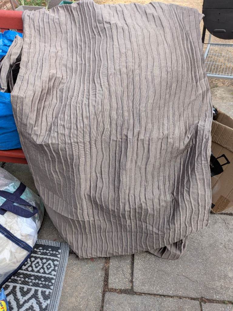 John Lewis Brown Pleated Curtains with Lining – Good Condition