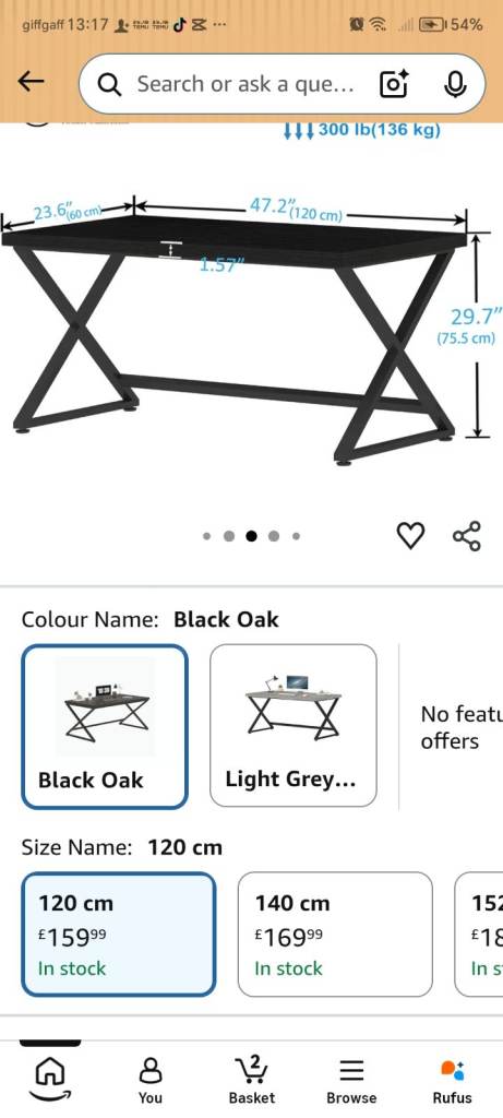 IBF Black Oak Computer Desk 120cm – Brand New in Box