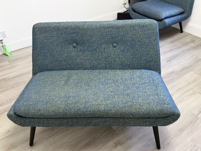 2 seater love seat sofa mint blue fabric