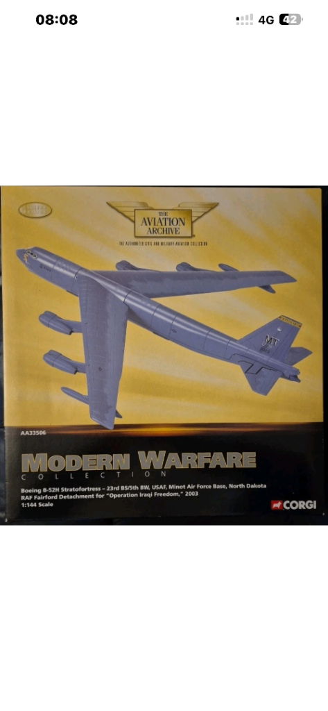 CORGI ARCHIVE COLLECTION B-52H DIECAST MODEL AEROPLANE 