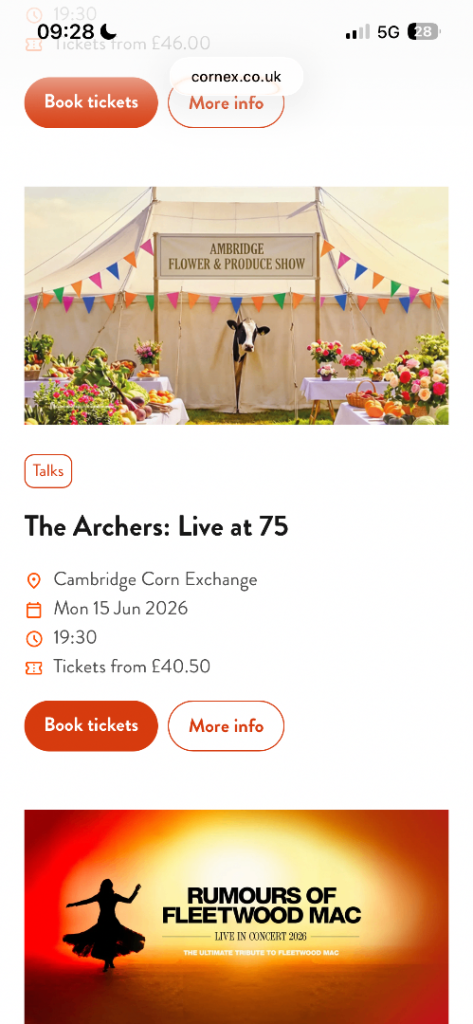 2 Tickets for The Archers Live at 75 in Cambridge