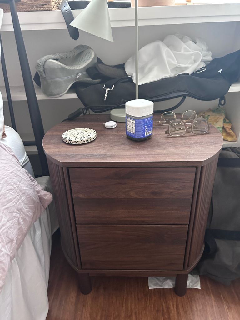 Dunelm Dark Wood Bedside Tables with Drawers – Practically New