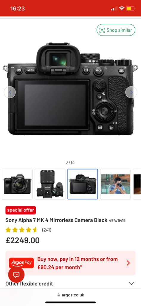 Sony Alpha 7 MK 4 Mirrorless Camera Black454/9419