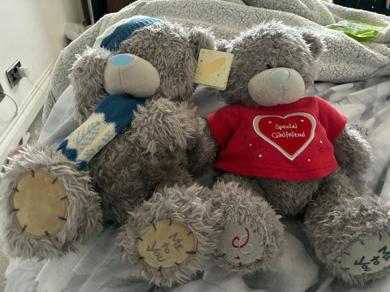 Two Me to You Tatty Teddy Bears - Grey, Good Condition