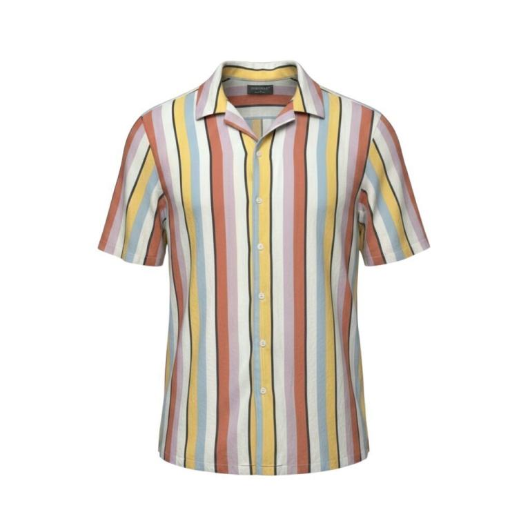 Primark Shirt Men's UK Size M Multicolour Striped Regular Fit Short Sleeve