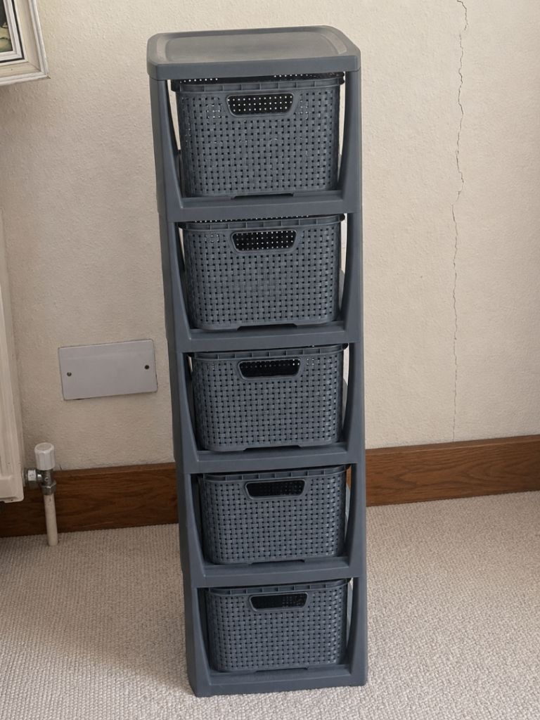 BranQ 5 Drawer Storage Tower – Slim Plastic Drawer Unit / Home Organiser