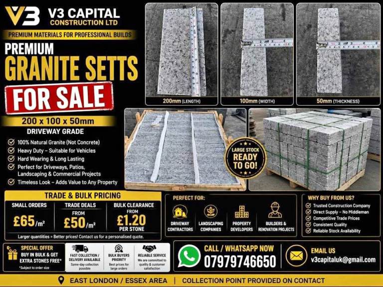  Granite paving stones Driveway-Grade200x100x50mm (Industry Spec ) (Trade & Bulk Pricing)
