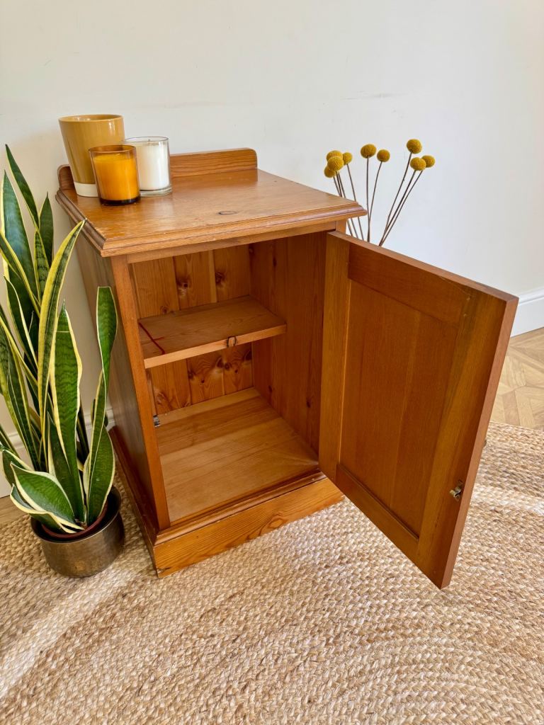 Solid pine vintage bedside cabinet cupboard 